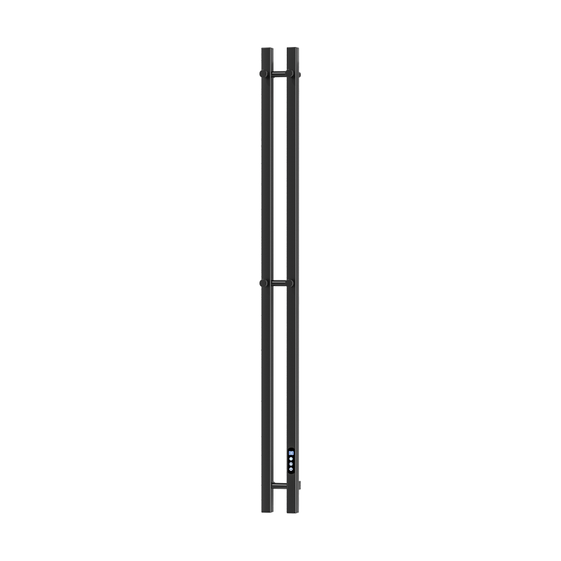 G22 Schwarze, an der Wand montierte, vertikal beheizte Handtuchschiene