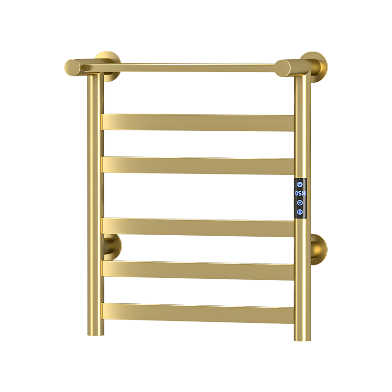 P45 Schwarze, wandmontierte, beheizte Handtuchschiene im Leiterstil