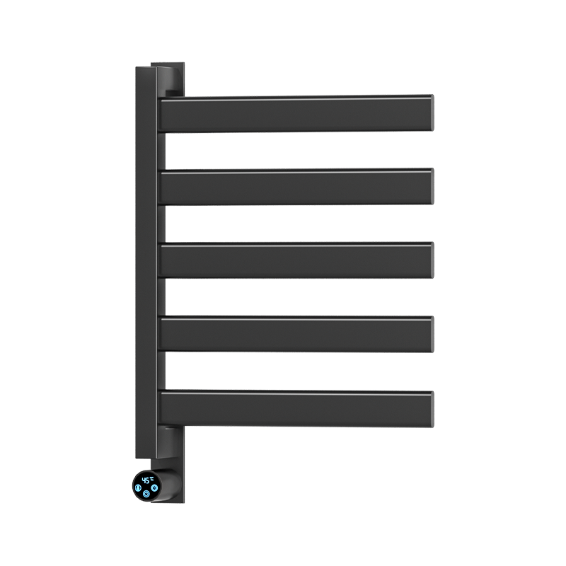 X5 Schwarze, an der Wand montierte, vertikal beheizte Handtuchschiene