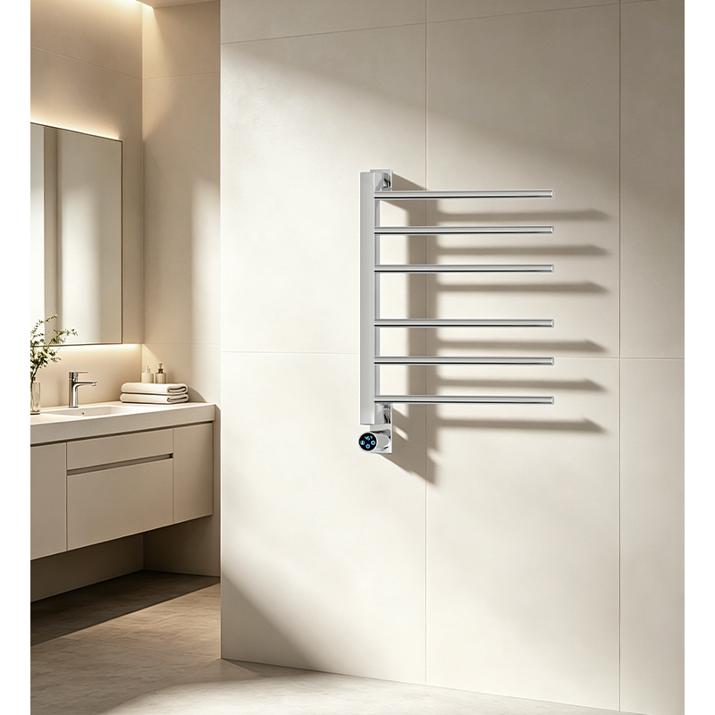 X6 Schwarze, an der Wand montierte, vertikal beheizte Handtuchschiene